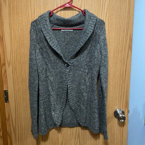 Maurices Chunky & Cozy One Button Sweater Women's Size Medium Gray w/ Color Pops - Picture 1 of 7